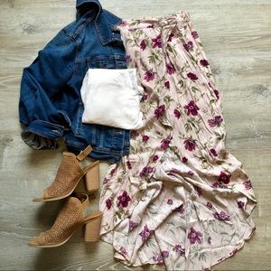 Rose colored asymmetric skirt